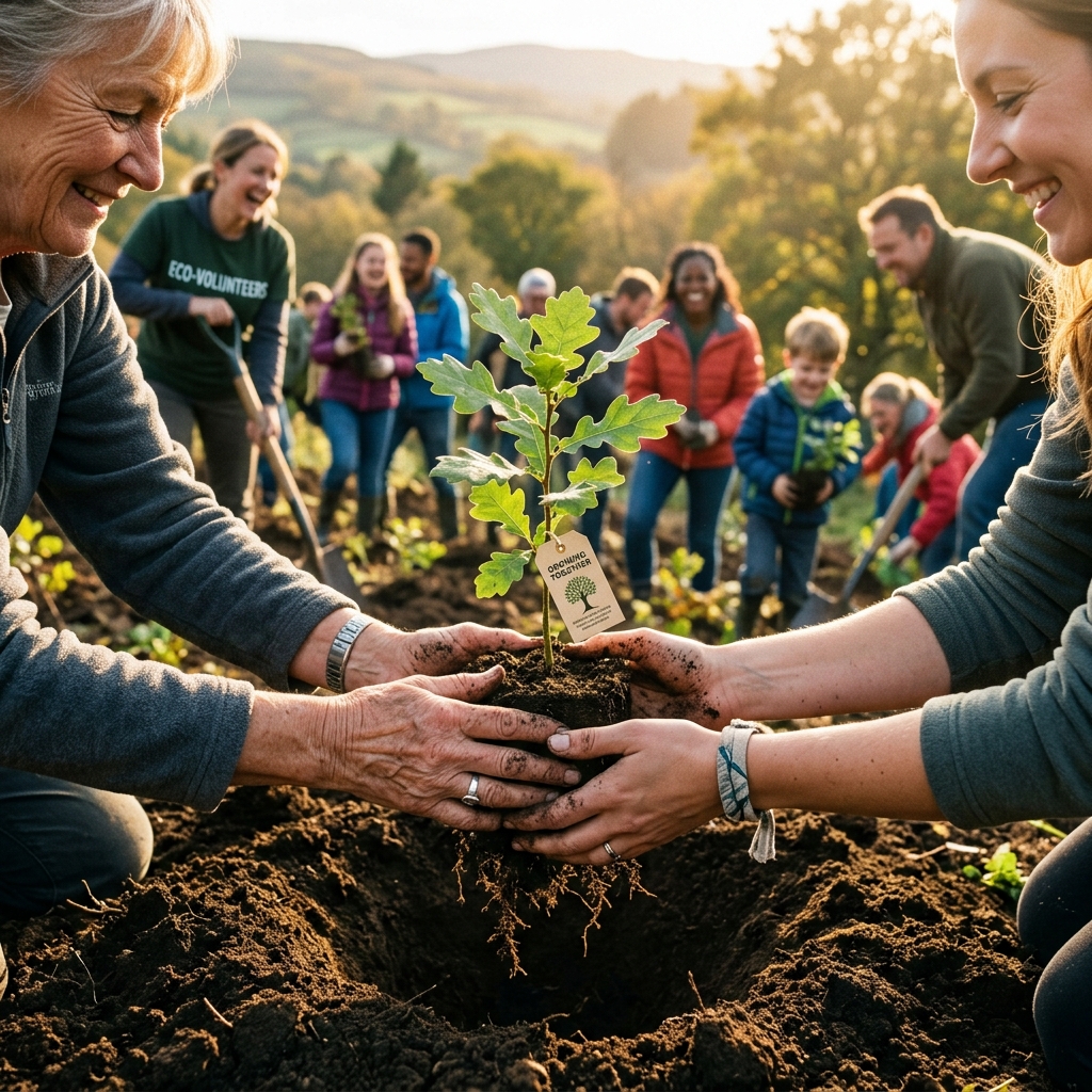 Hands holding a plant